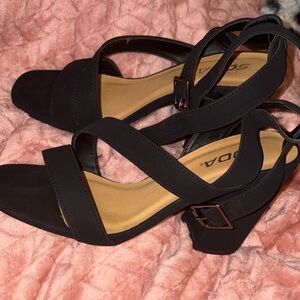 Soda Women's Black Strappy Heels